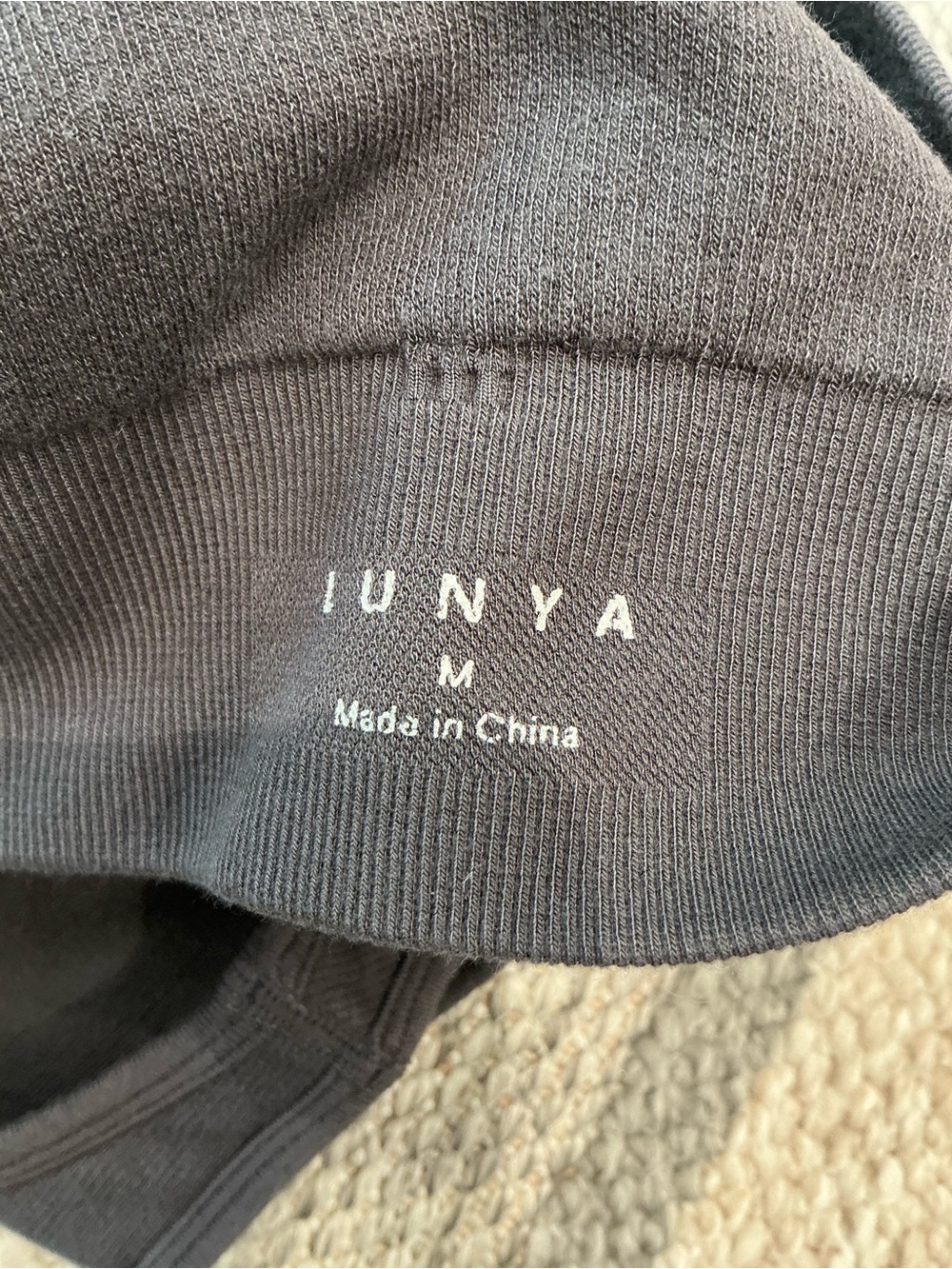 Lunya Ribbed Scoop Sports Bra with Logo Band in Taupe Size Medium - Picture 6 of 8